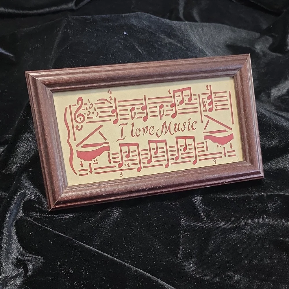 Designs with Scissors Regina Walters Scissor Cuts Framed Art, I Love Music, 1996